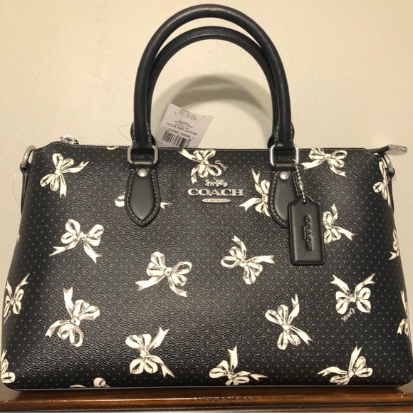 Coach Black Bow Patterned Handbag NWT - Picture 2 of 4